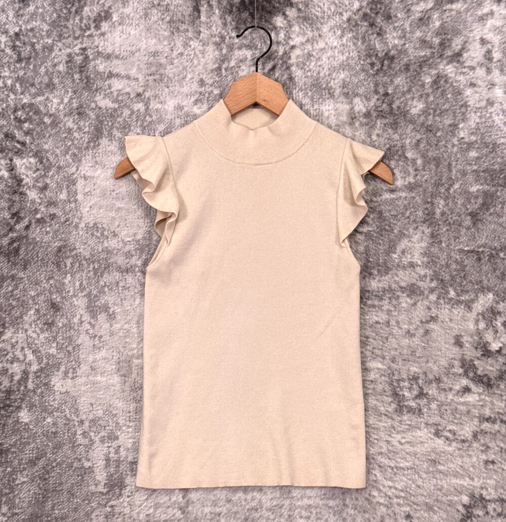 Alice + Olivia Sweater Small Womens Classics Wool Mock Neck Ruffle Knit
